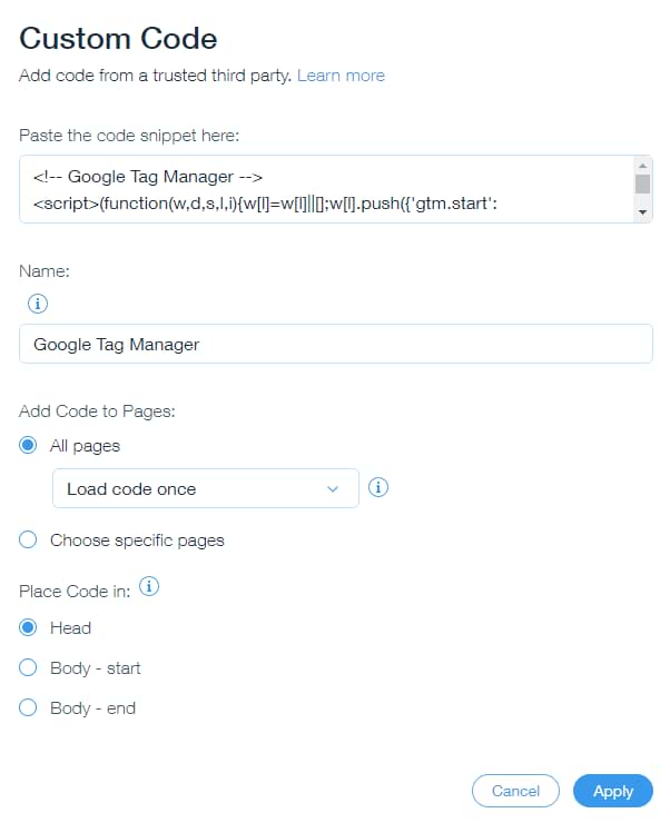 Image 9: Configurando wix com gtm
