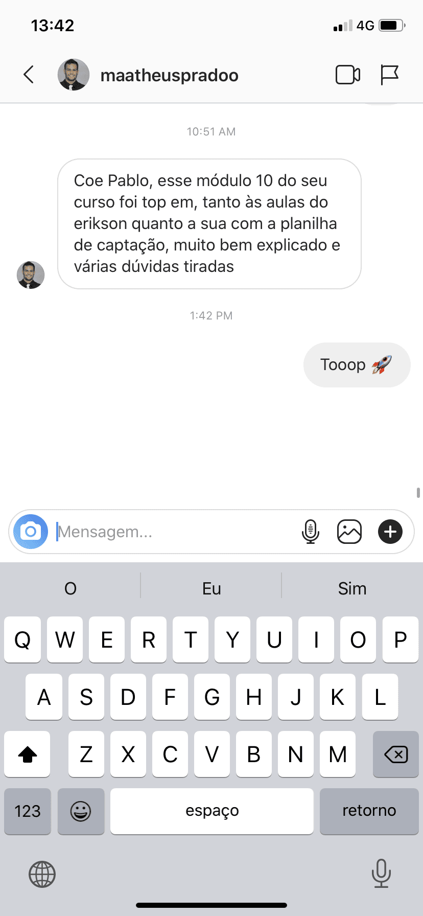 Depoimento de aluno do curso de Google Ads