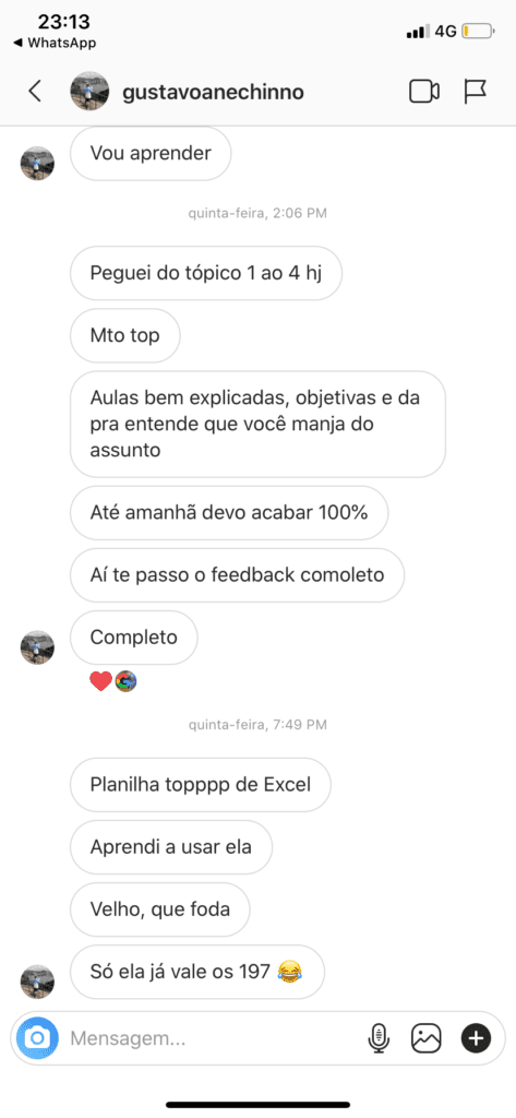 Depoimento de aluno do curso de Google Ads