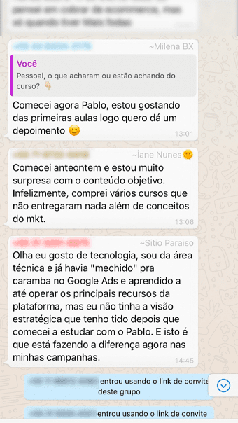 Depoimento de aluno