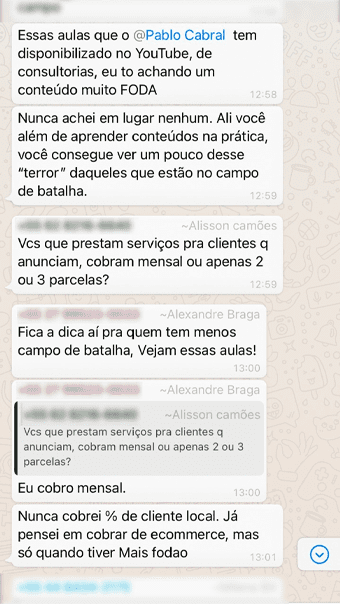 Depoimento de aluno