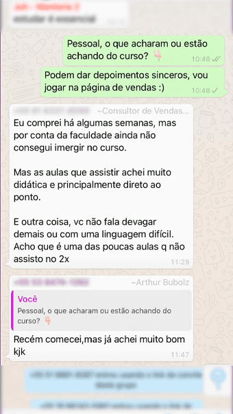 Depoimento de aluno